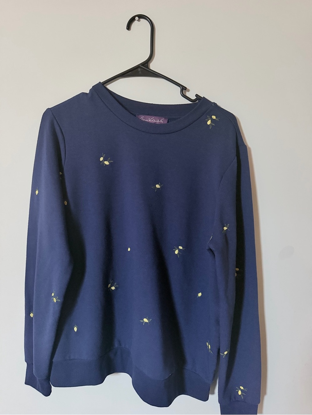 Navy Embroidered Lemon Sweatshirt